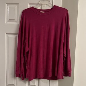 Yelete Ribbed Rose Violet Colored Long Sleeve Stretchy Top